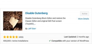 Disable Gutenberg plugin