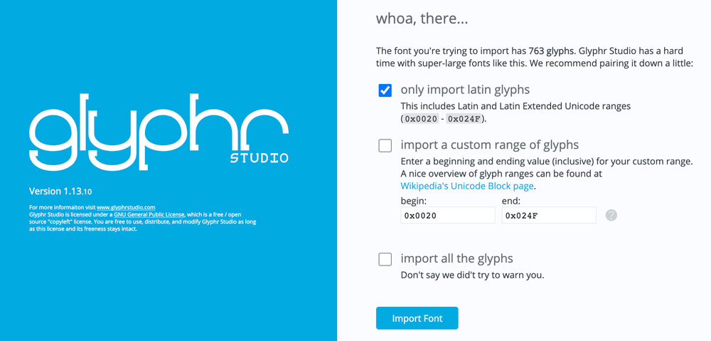 Glyphr Studio online eksempel