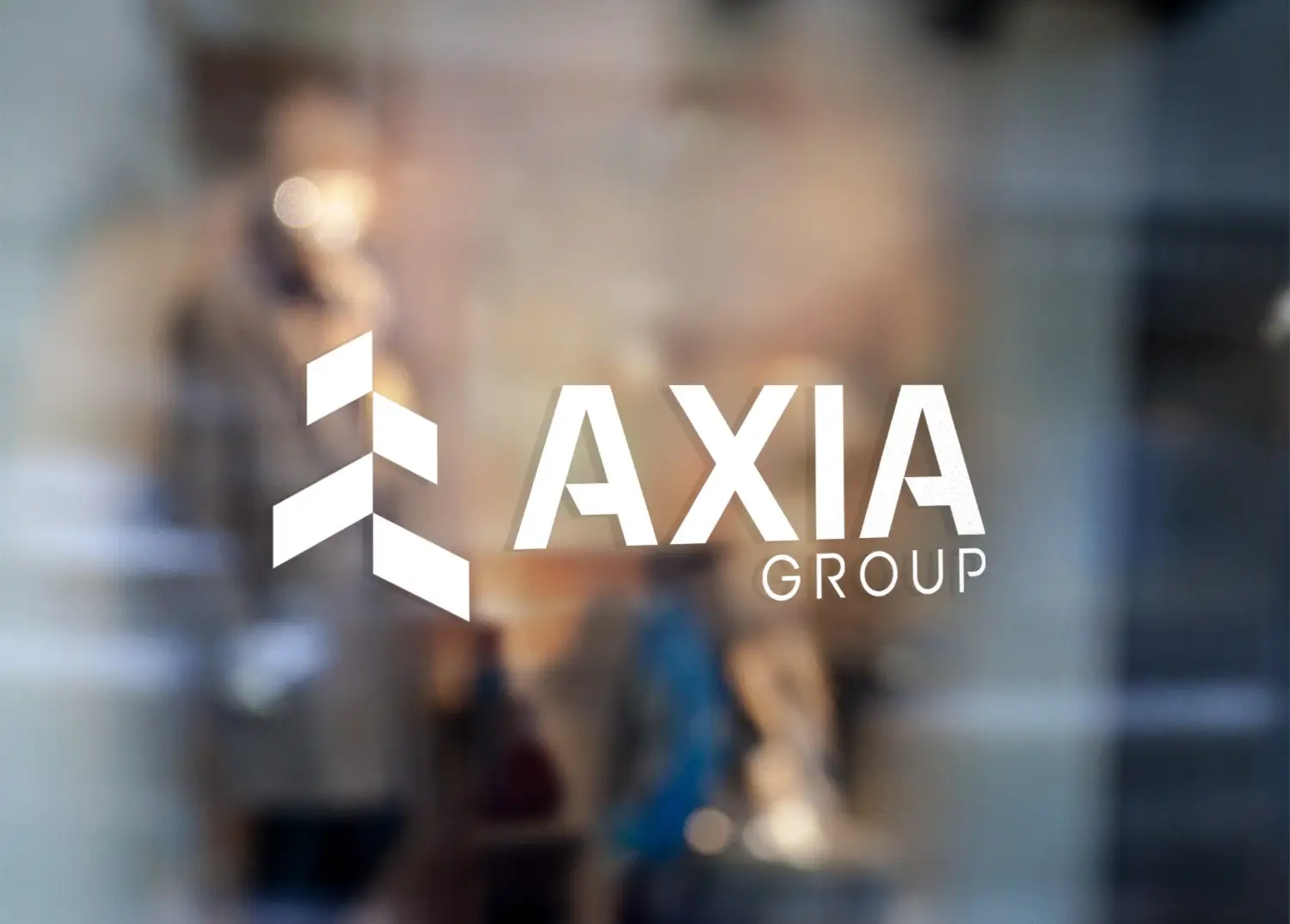 Axia Group sticker på glasdør