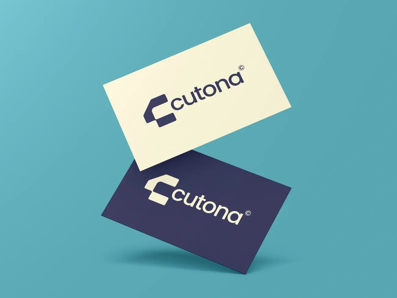Cutonas firma logo design på to visitkort
