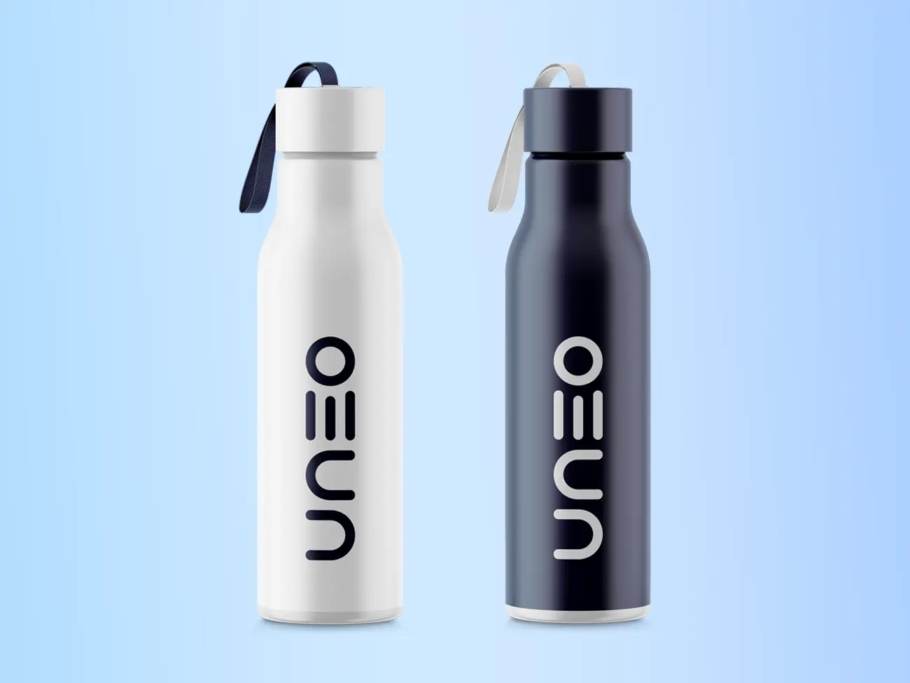 byggefirmaet uneos logo på drikkedunke