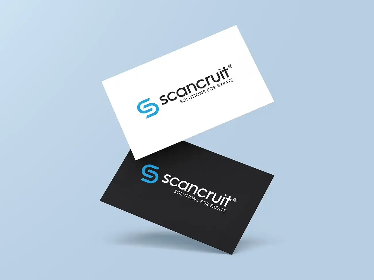 Scancruit logo design i 2 farver på visitkort
