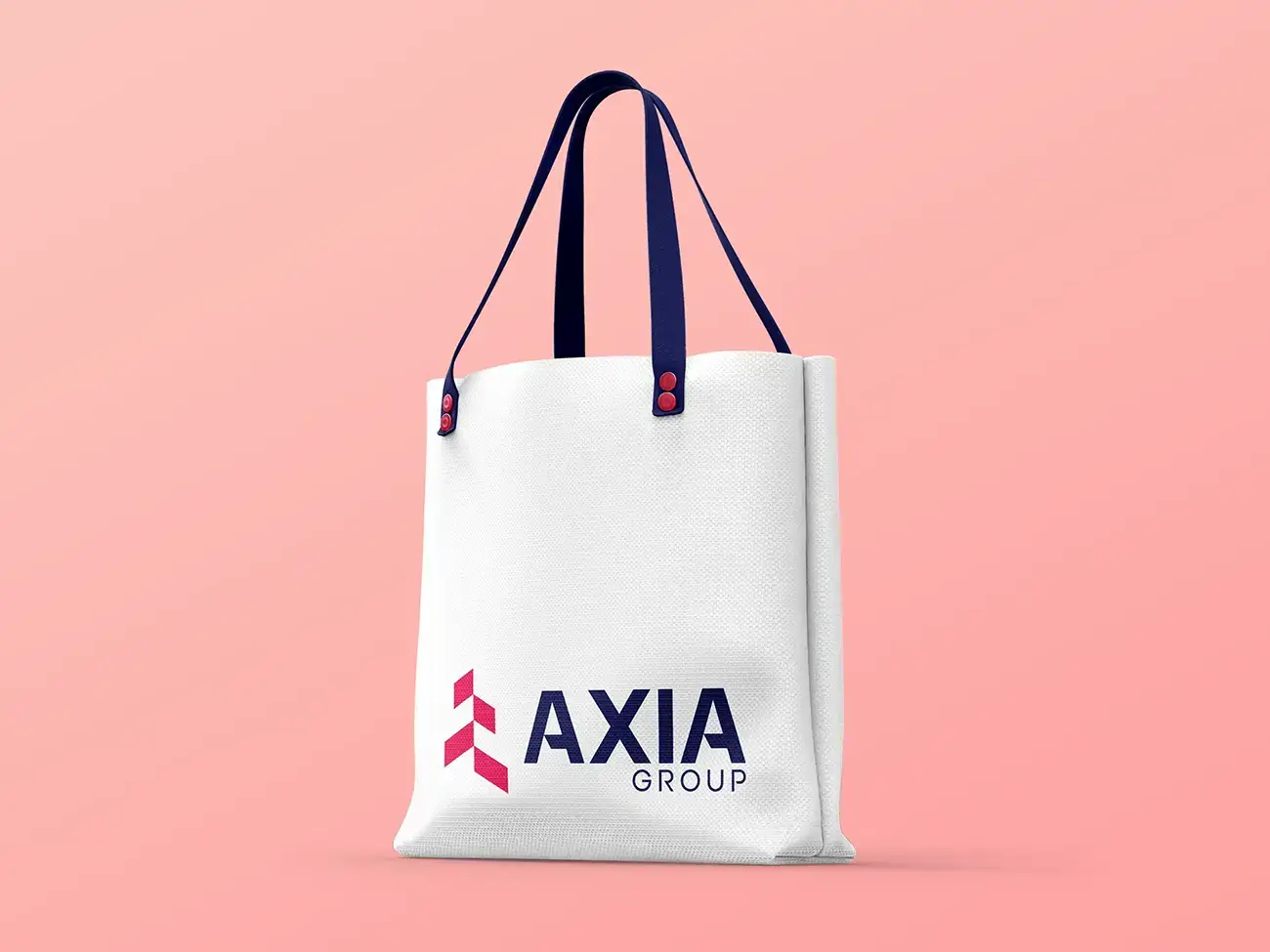 Axia group firmalogo design på taske