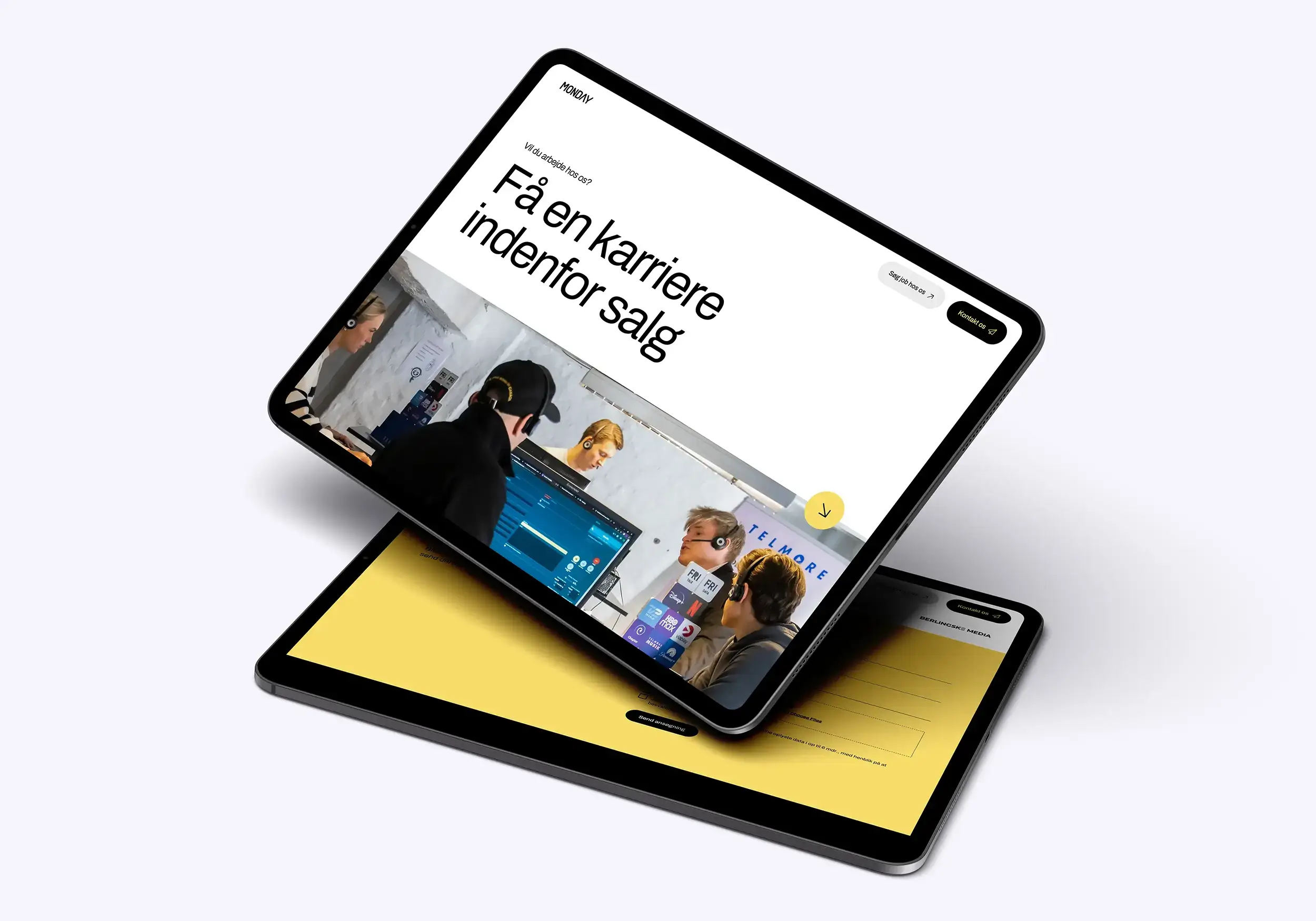 Webdesign til Monday vist på ipad